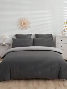 Bộ 3 vỏ chăn màu xám đậm và xám nhạt Double-Spell, Bộ đồ giường, Vỏ chăn siêu mềm và thân thiện với da, Thoáng khí, Vỏ chăn có thể giặt được, Bé trai và bé gái, Học sinh, Vỏ chăn và vỏ gối mặc ở ký túc xá, Không có lõi chăn, Phù hợp với giường đôi cỡ Queen, Phù hợp với mọi mùa, Trang trí nhà cửa, Quà tặng bộ đồ giường, Có thể giặt bằng máy. Giường đôi cỡ Queen cỡ King - Màu xám đen - Xem 5