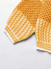 SHEIN Unity Khối màu Vòng cổ Áo chui đầu Áo len - Màu Mù tạt vàng - Xem 5