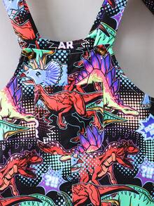 SHEIN 男童恐龙印花连体衣连帽套装 - 彩色 - 查看 7