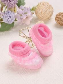 Infant Girls' Fashionable Flat Shoes With Pink Frill Trim Decoration - Pink - View 7