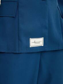 Seusyu Ladies' Solid Color Blazer With Badge Detail - Blue - View 8