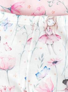 Young Girl Cartoon Printed Snug Fit Homewear Set - Multicolor - View 6