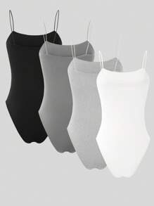 SHEIN LUNE 4pcs Cami Bodysuit - Multicolor - View 2