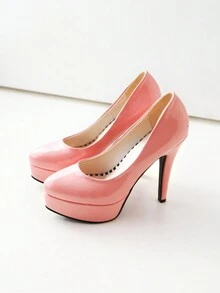 Comfortable Pink Waterproof Platform High Heels For Women, 2024 New Arrival, Pointed Toe Stiletto Patent Leather Sexy Versatile Dress Shoes - Pink - View 4