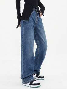 Jeans con estampado de estrella - Azul lavado medio - Ver 3