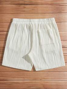 GENTILAND Men'S Solid Color Elastic Waist Drawstring Shorts - Beige - View 2