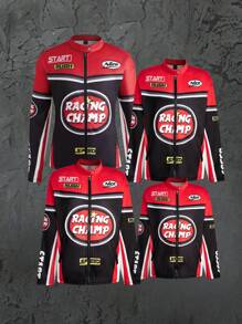 女士字母印花立領外套 - 黑色 - 查看 6