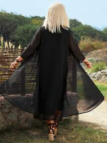 Plus Size Women'S Floral Printed Dress - Black - View 2