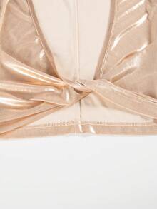 香槟色长袖扭结罩衫和吊带裙套装 - 香檳色 - 查看 6