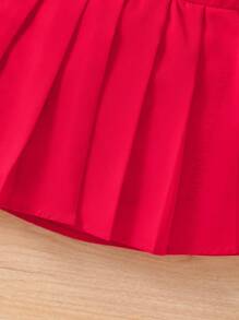 SHEIN 小女孩數字印花短袖t卹和百褶裙2件套裝 - 彩色 - 查看 6