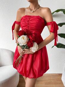 Chiquease Dress With Pleated Detail And Transparent Shoulder Straps