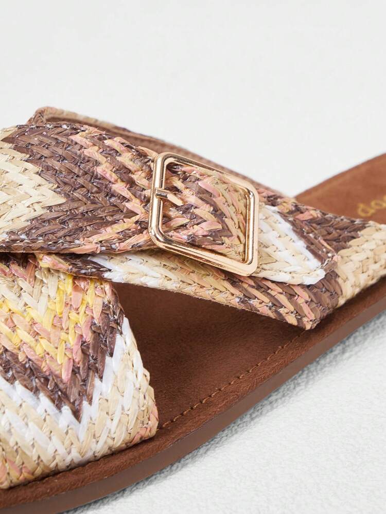 Women's Fashion Spring And Summer Vacation Straw Beach Bohemian Comfortable Flat Sandals