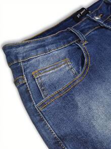 Plus Size Floral Embroidery Slim Fit Jeans, Spring/Summer/Fall, Fashion Personalized