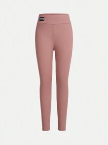 SHEIN Girlism Tween Girl Sports Street Style Knitted Solid Color Leggings, 3pcs/Pack - Multicolor - View 3
