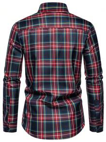 Manfinity Homme Men's Long Sleeve Plaid Shirt - Black - View 3