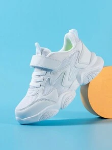 春夏透氣輕便兒童運動鞋學校校園白色運動鞋男女童 - 白色 - 查看 2