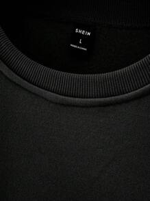 Manfinity Homme 男士圓領長袖連帽衫和運動褲套裝 - 黑色 - 查看 3