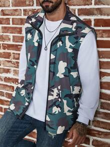 Manfinity Homme Men's Camouflage Printed Vest, Plus Size