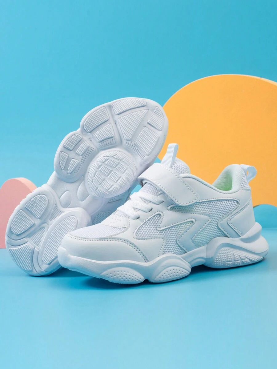 春夏透氣輕便兒童運動鞋學校校園白色運動鞋男女童 - 白色 - 查看 1