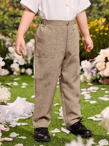 SHEIN Boys' Casual Straight-Leg Pants - Apricot - View 4