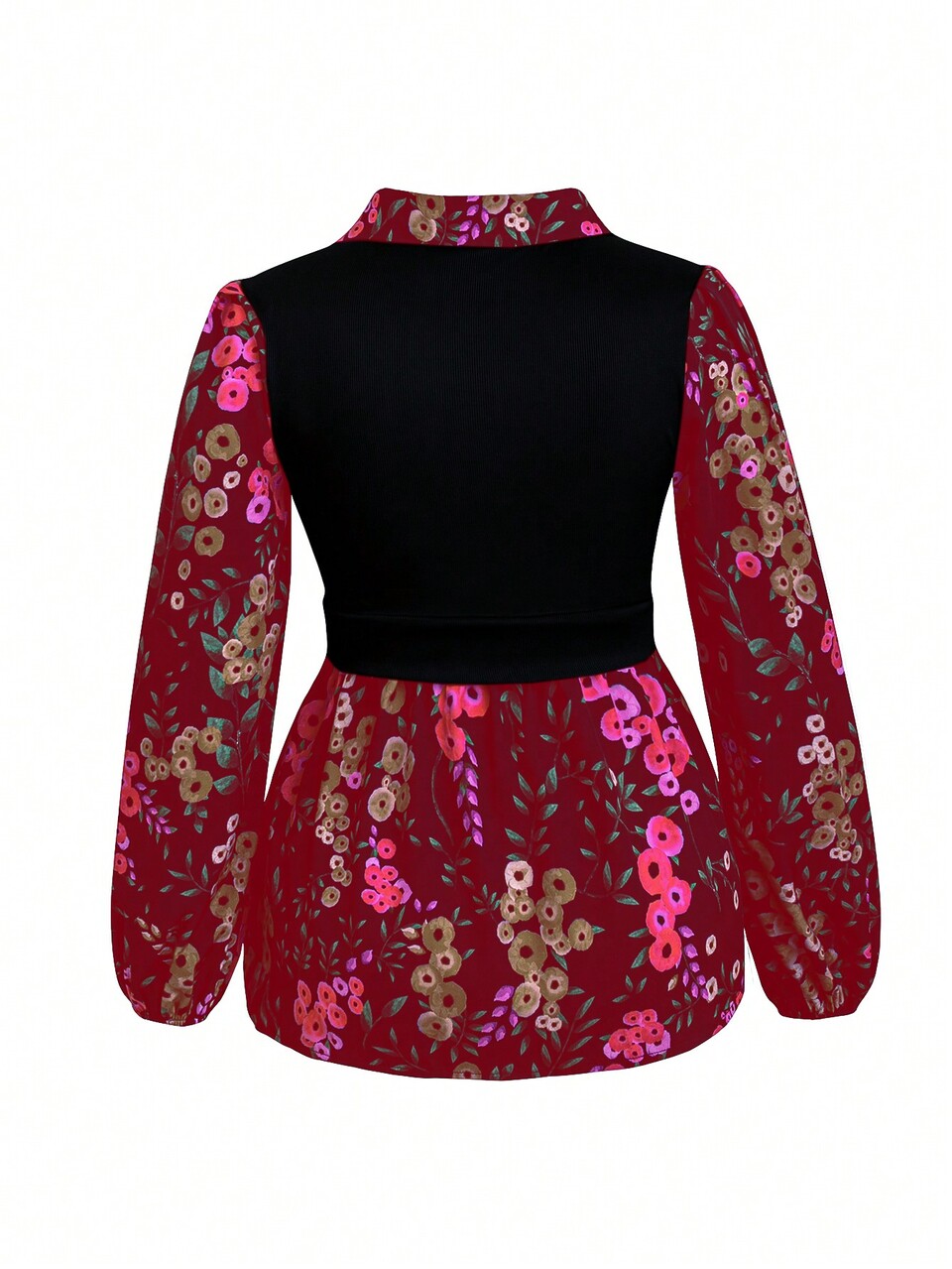 Plus Size Women's Floral Print Patchwork Sleeveless Top, Two-In-One Style
