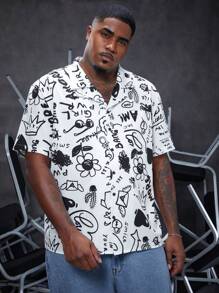 Manfinity Homme Camisa De Manga Corta Con Estampado De Dibujos Animados De Talla Grande Para Hombre - Multicolor - Ver 6