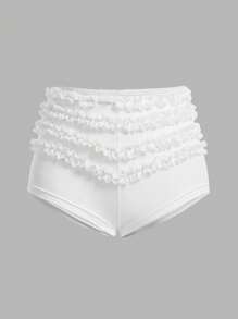 SHEIN ICON Lace Layered Ultra Short Tight Hot Pants - White - View 2