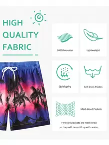 Surfspeed Men'S Mesh Lining Coconut Tree Printed Beach Shorts - Multicolor - View 3