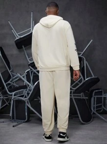 Manfinity Homme Ensemble De Survêtement Avec Capuche Et Cordon De Serrage Graphique À Lettres Pour Hommes De Grande Taille Et Coupe Ample