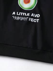 Tween Girl's Avocado Letter Printed Sweatshirt - Black - View 5
