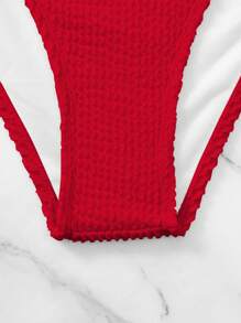 Swim Vcay 2025 Women's Summer Beach Solid Color Sleeveless Sexy Bikini 2pcs Swimwear Set - Red - View 3