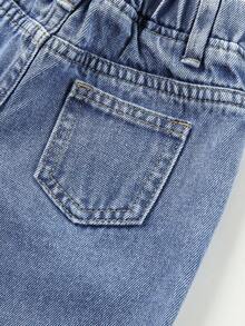 Jeans Imprimé Avec Motif Cœur Et Fleur Pour Les Filles En Bas Âge - Jean bleu - Voir 6