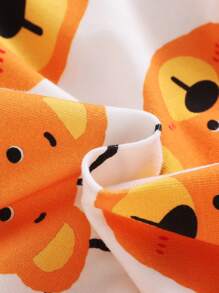 SHEIN Baby Boy'S Cute Bear Pattern Short Sleeve Top With Diagonal Shoulder Bag Set