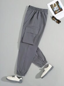 SHEIN Teen Boy Casual Comfortable Basic Cargo Pants With Pockets, Multicolor, Multiple Pieces - Multicolor - View 3