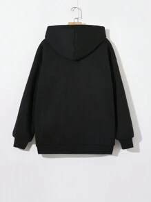 SHEIN Qutie Women'S Solid Color Hooded Fleece Sweatshirt