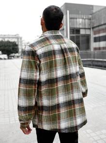 Manfinity Homme Loose Men's Grid Pattern Shacket With Front Pockets - Multicolor - View 2