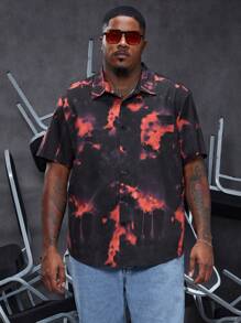 Manfinity LEGND Men's Plus Size Tie Dye Short Sleeve Shirt - Multicolor - View 1