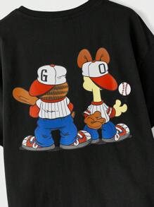 GARFIELD X SHEIN Unisex Cartoon Printed Round Neck T-Shirt
