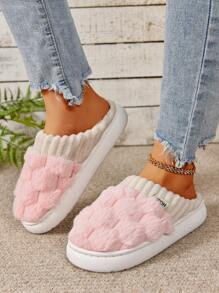 Women's Fashionable Thermal Lined, Warm, Anti-Slip, Thick Bottom Home Slippers - Pink - View 5