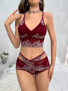 Conjuntos De Pijama De Bordado De Flores Para Mujeres