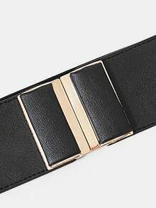 BizChic 1pc Women's Basics Series Metal Elegant Loose Elastic Waist Belt, Suitable For Work - Black - View 3