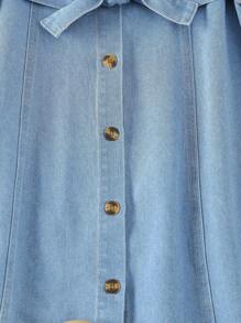 SHEIN Tween Girls Casual, Comfortable, Simple Denim Dress - Medium Wash - View 4