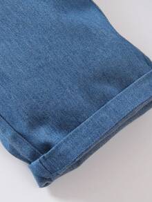 SHEIN 青少年男孩紳士2件套裝，短袖襯衫配蝴蝶結和吊帶褲，時尚生日派對、展覽和婚禮等場合穿著。 - 彩色 - 查看 7