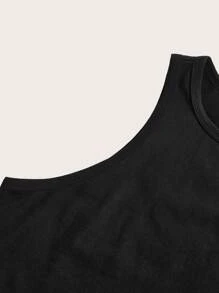 SHEIN Essnce 4 قطع من سترات خزان ضيقة اللون الصلب ذات رقبة طاقم، مناسبة للصيف