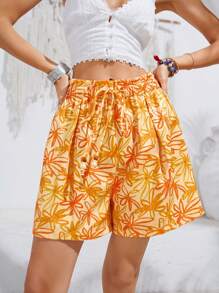 SHEIN Unity Women'S Drawstring Waist Printed Shorts - Multicolor - View 1