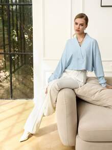 Anewsta Sudadera De Manga Larga Con Cuello En V Para Mujer