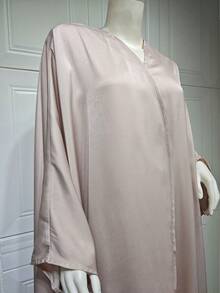 Fashionable Soft-Light Satin Long Batwing Sleeve Hooded Modest Sleeve Arabian Abaya, Robe