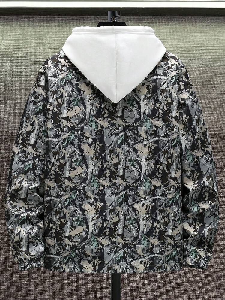 Men'S Camouflage Printed Front Zipper Jacket