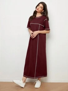 SHEIN LUNE Đầm casual phối màu, đầm hè cho nữ, đầm casual. - Màu Hoa hồng đỏ - Xem 5