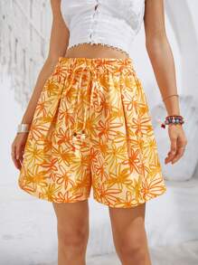 SHEIN Unity Women'S Drawstring Waist Printed Shorts - Multicolor - View 3